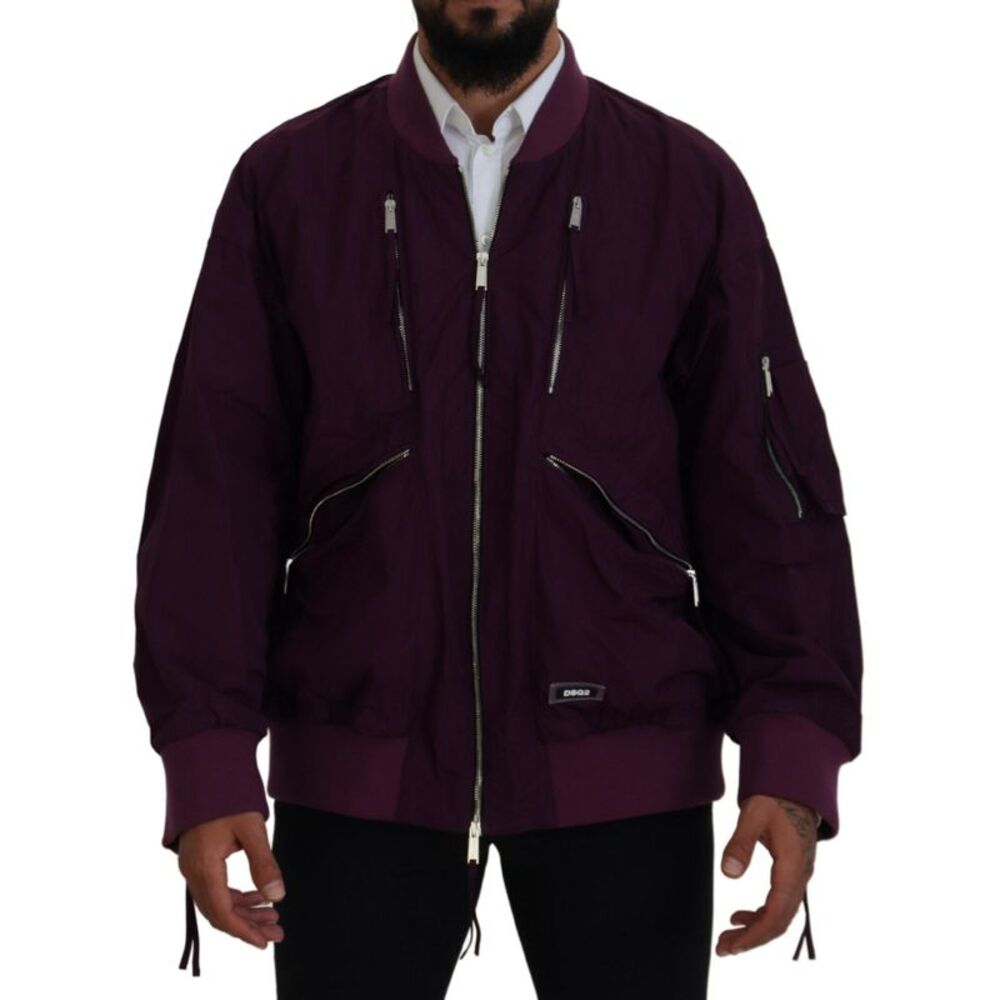 Dsquared² Purple Polyester Full Zipper Bomber Men's Jacket